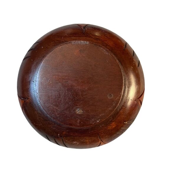 Set Of 4 Hand-Carved Rustic Wooden Whimsical Salad Fruit Bowls Floral Design - Picture 8 of 10